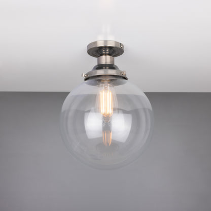 Riad Clear Glass Globe Flush Ceiling Light