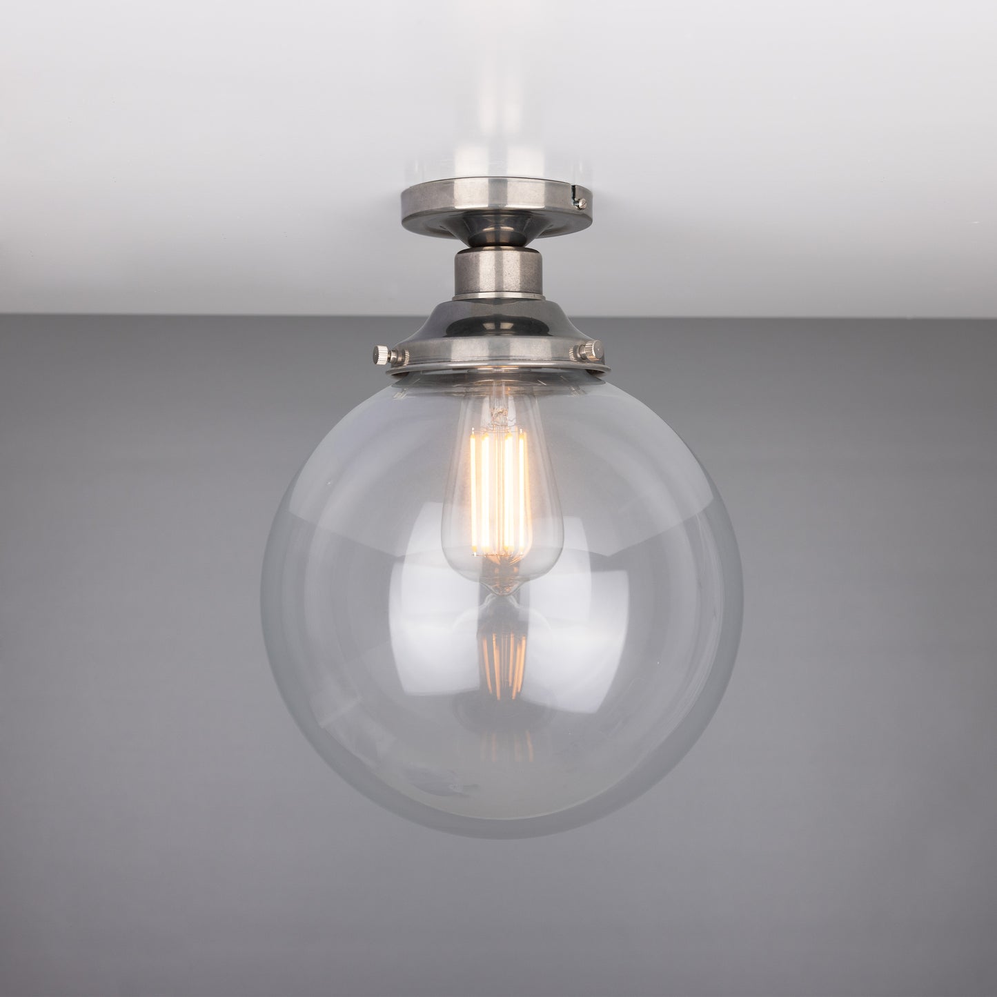 Riad Clear Glass Globe Flush Ceiling Light