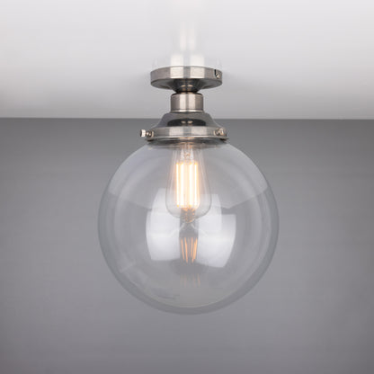 Riad Clear Glass Globe Flush Ceiling Light