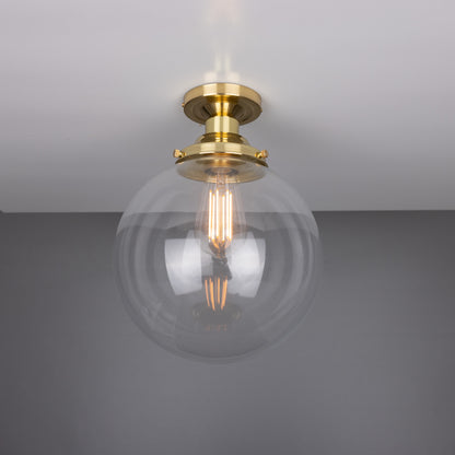 Riad Clear Glass Globe Flush Ceiling Light