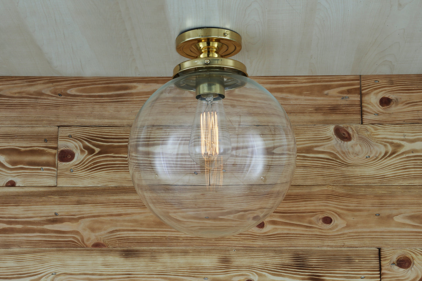 Riad Clear Glass Globe Flush Ceiling Light