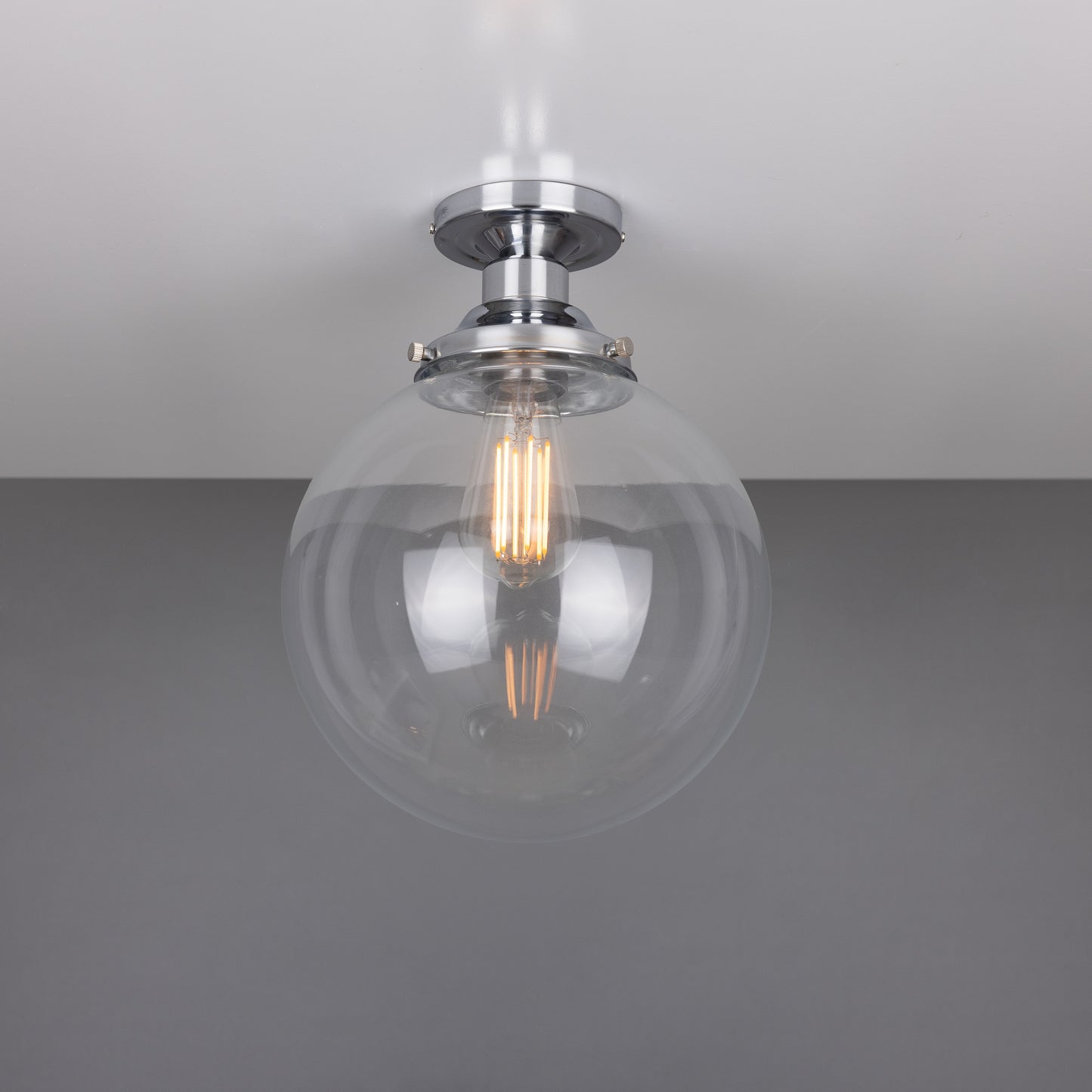 Riad Clear Glass Globe Flush Ceiling Light