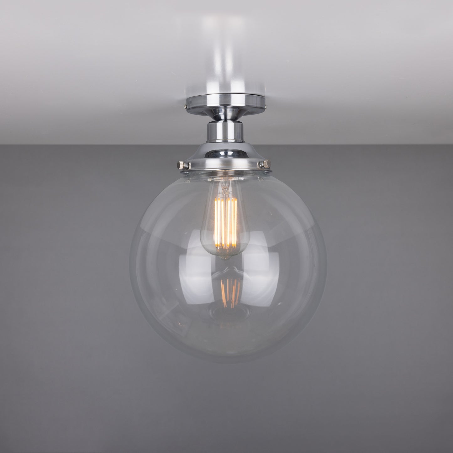 Riad Clear Glass Globe Flush Ceiling Light