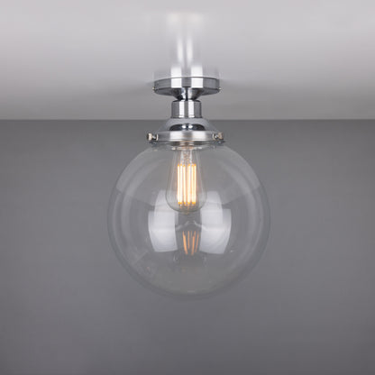 Riad Clear Glass Globe Flush Ceiling Light