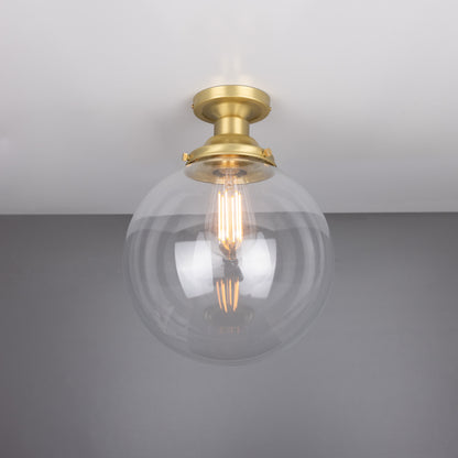 Riad Clear Glass Globe Flush Ceiling Light