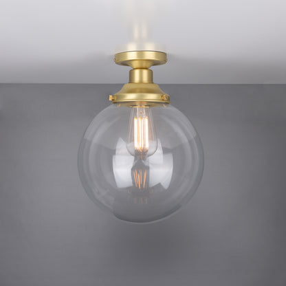 Riad Clear Glass Globe Flush Ceiling Light