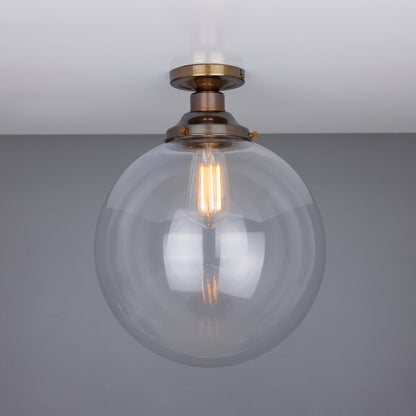 Riad Clear Glass Globe Flush Ceiling Light