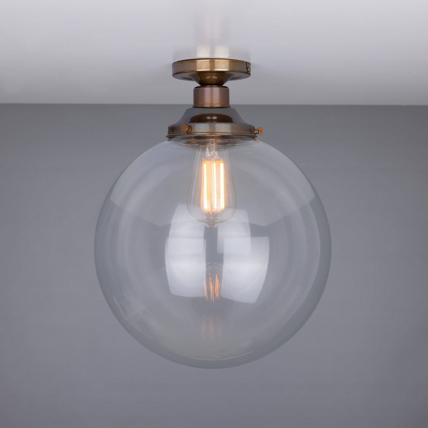 Riad Clear Glass Globe Flush Ceiling Light