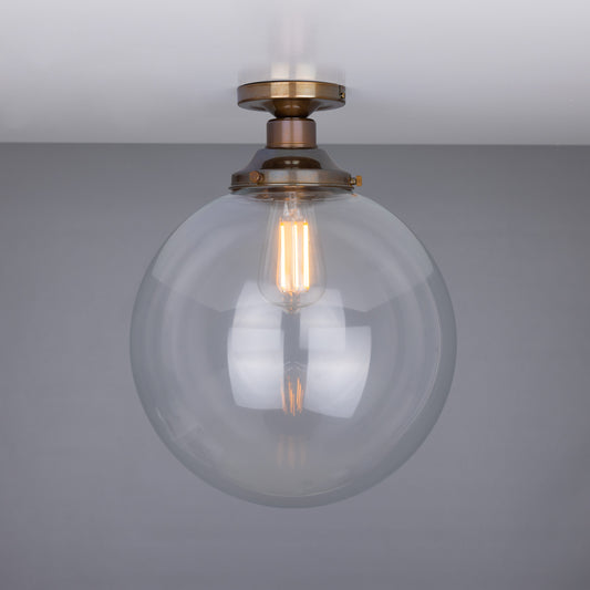 Riad Clear Glass Globe Flush Ceiling Light