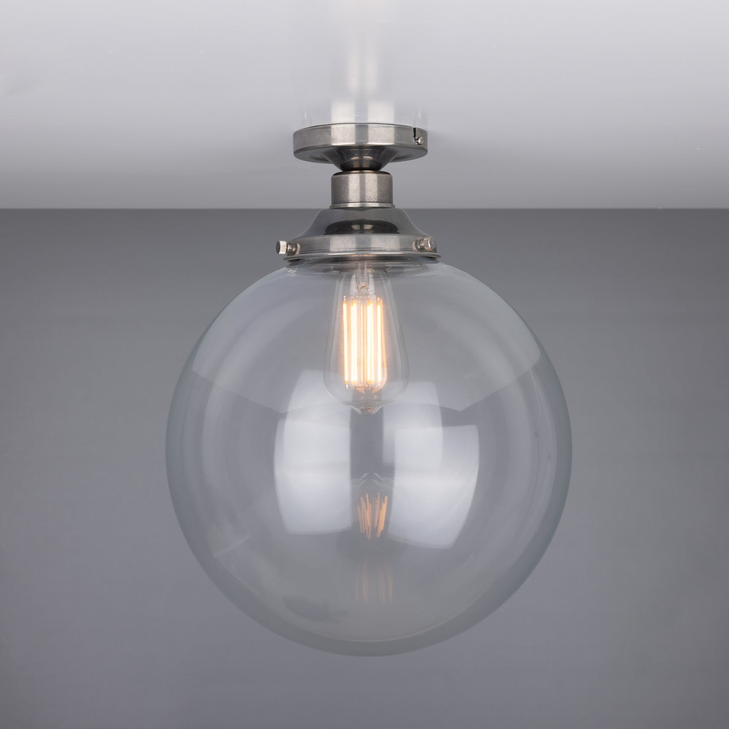 Riad Clear Glass Globe Flush Ceiling Light