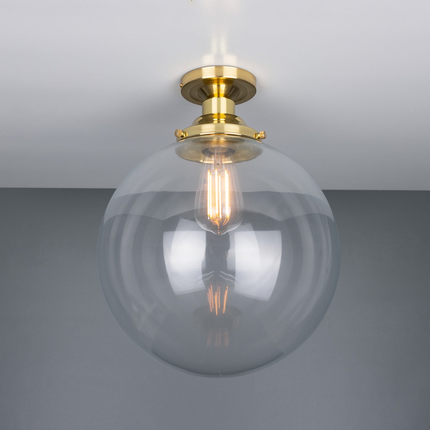 Riad Clear Glass Globe Flush Ceiling Light