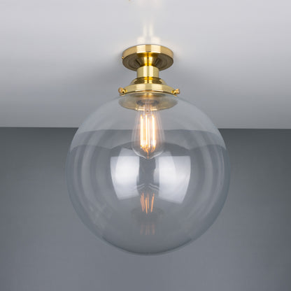 Riad Clear Glass Globe Flush Ceiling Light