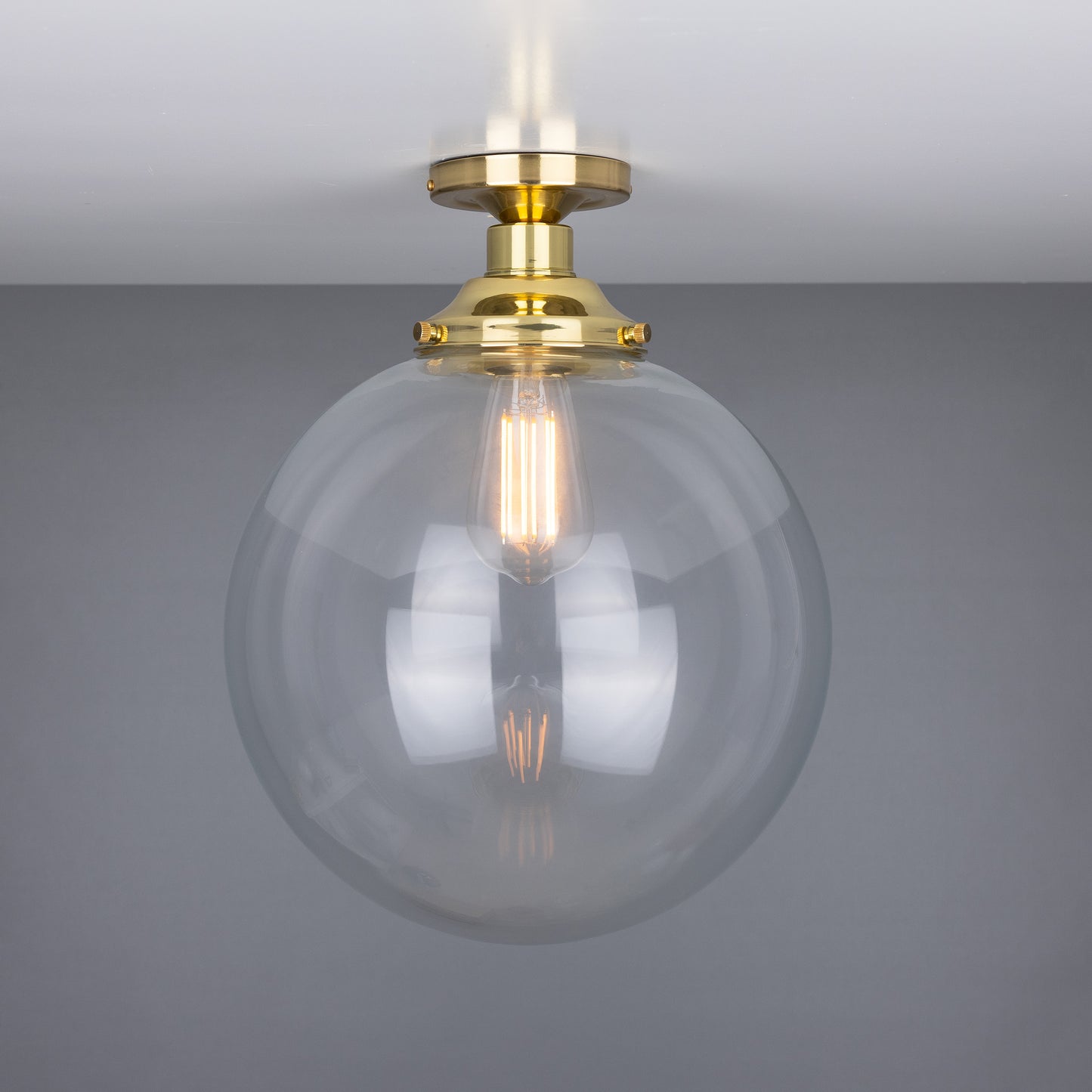 Riad Clear Glass Globe Flush Ceiling Light