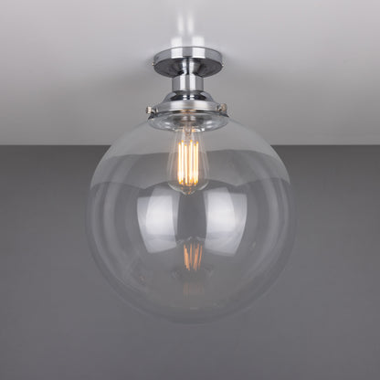 Riad Clear Glass Globe Flush Ceiling Light