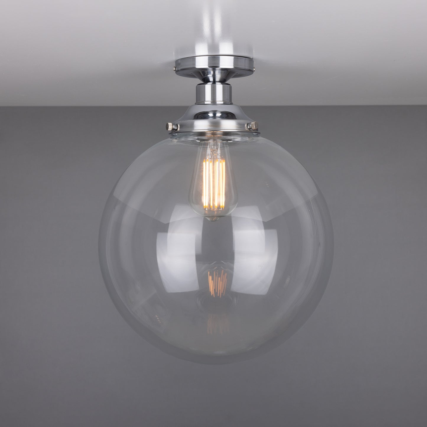 Riad Clear Glass Globe Flush Ceiling Light