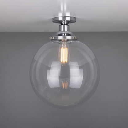 Riad Clear Glass Globe Flush Ceiling Light