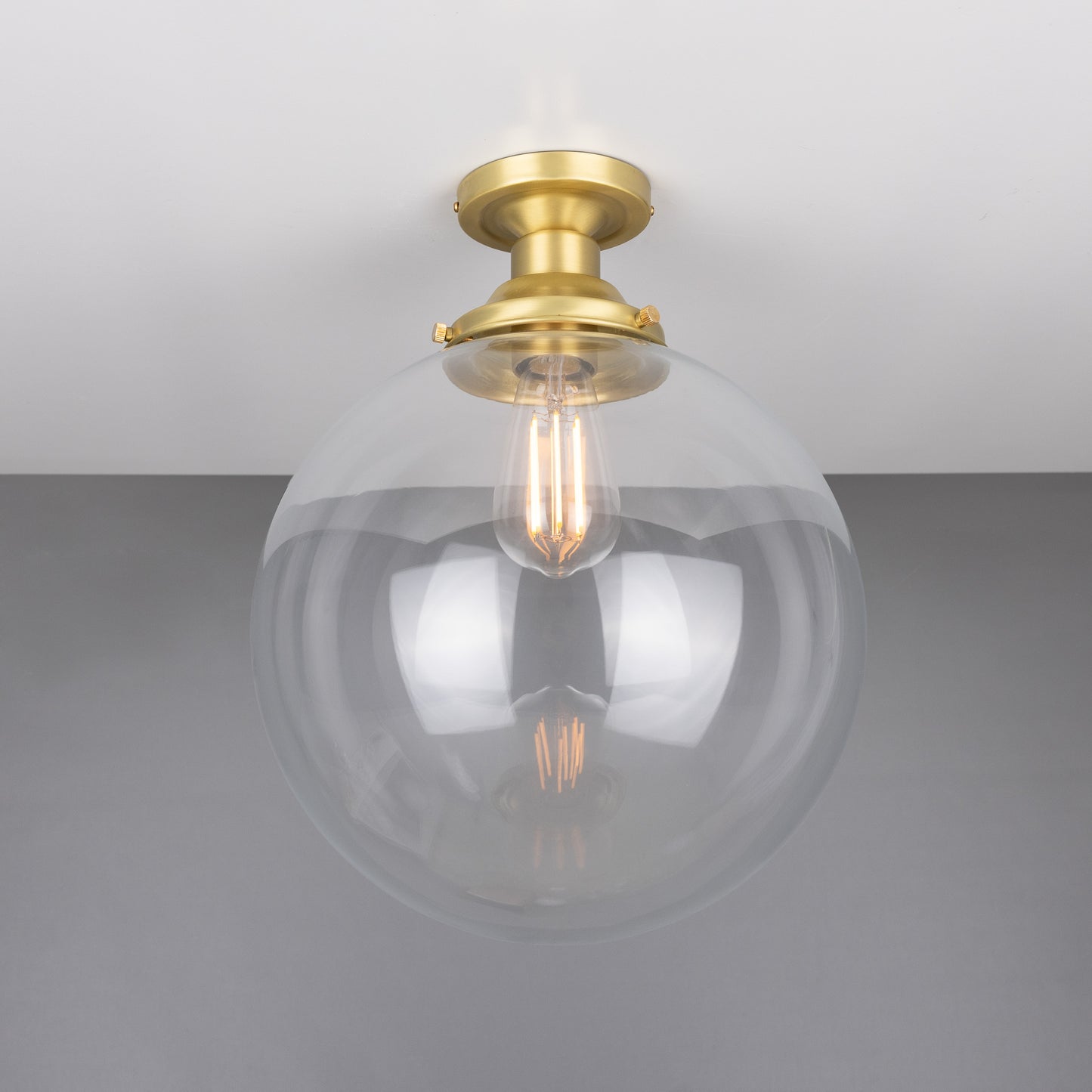 Riad Clear Glass Globe Flush Ceiling Light