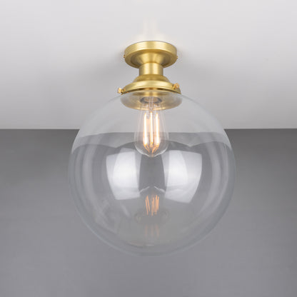 Riad Clear Glass Globe Flush Ceiling Light