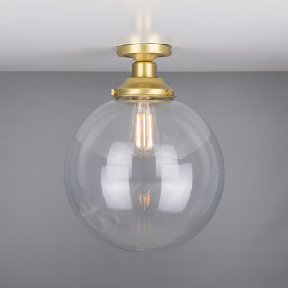 Riad Clear Glass Globe Flush Ceiling Light