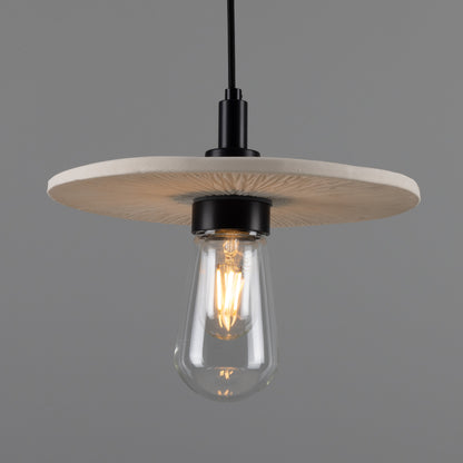 Bog Oak Organic Ceramic Disc Bathroom Pendant Light 28cm IP44