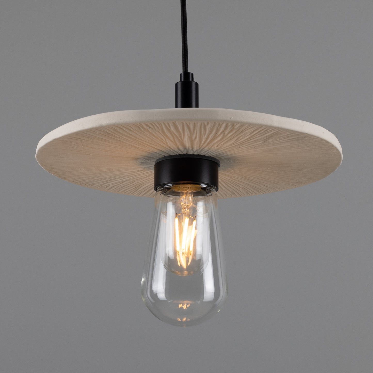 Bog Oak Organic Ceramic Disc Bathroom Pendant Light 28cm IP44