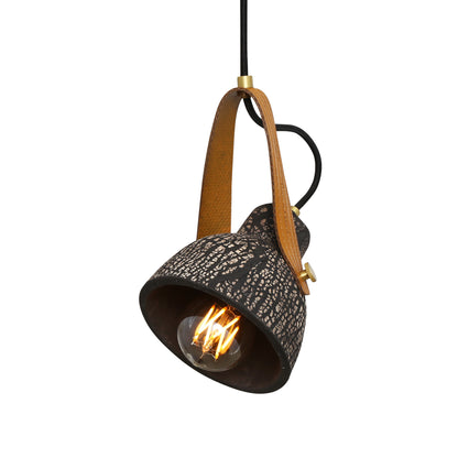 Pera Ceramic Pendant with Rescued Fire-Hose Strap