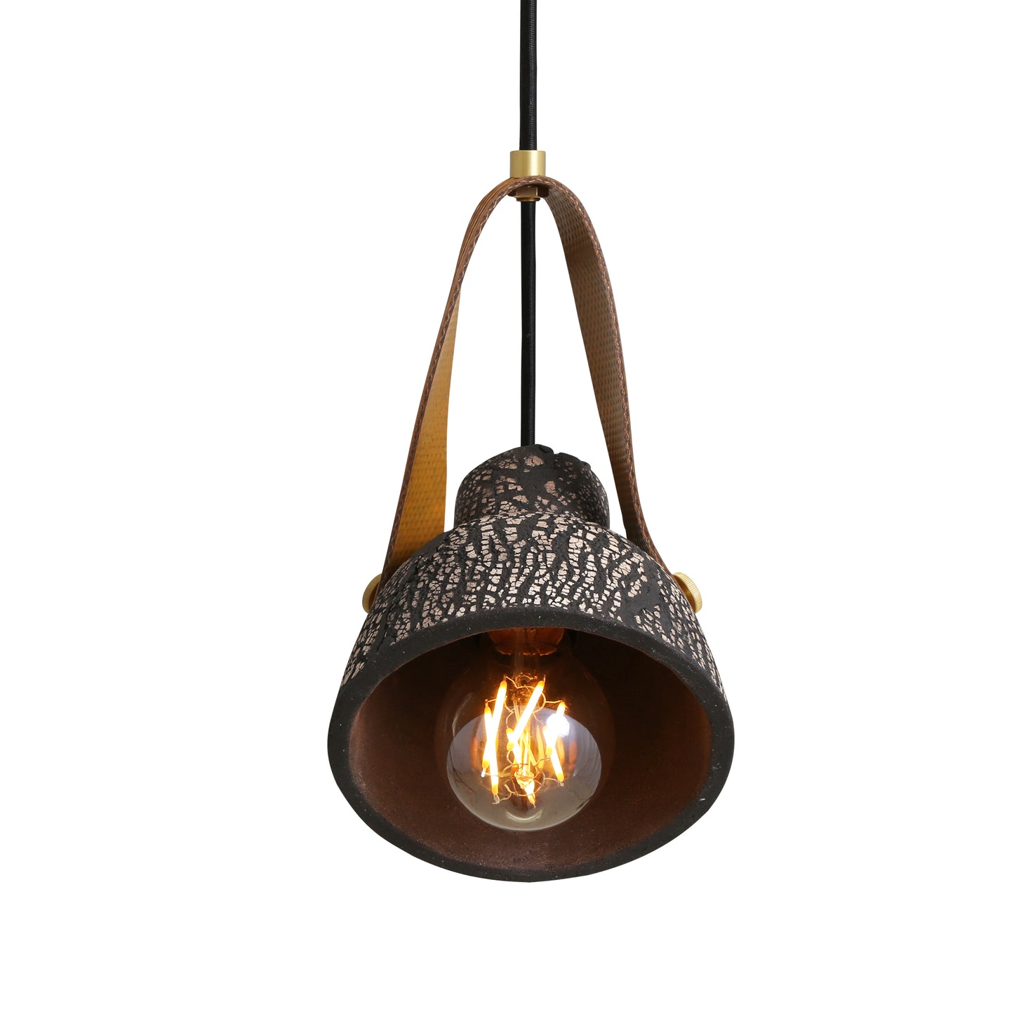 Pera Ceramic Pendant with Rescued Fire-Hose Strap