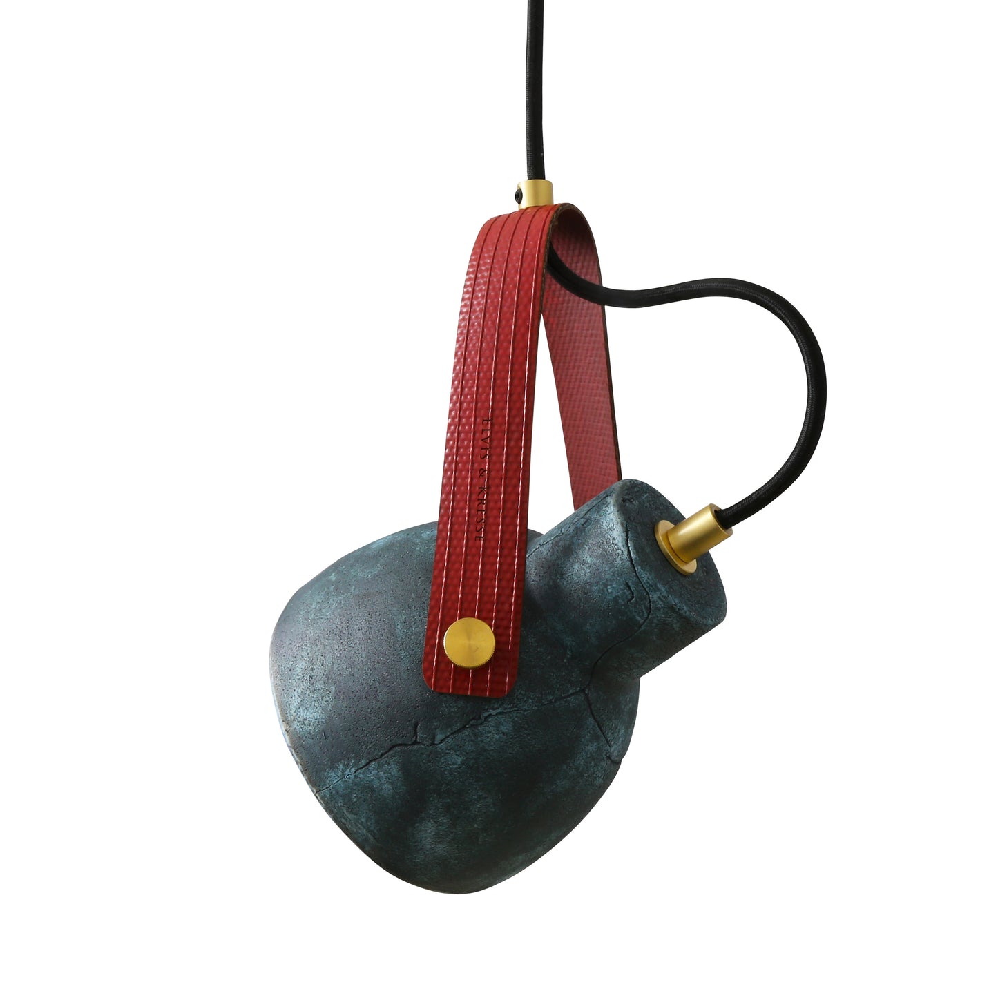 Pera Ceramic Pendant with Rescued Fire-Hose Strap