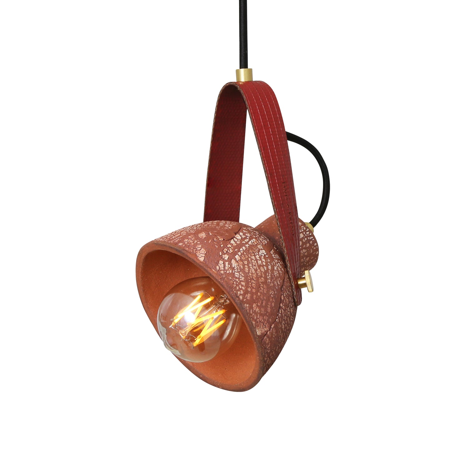 Pera Ceramic Pendant with Rescued Fire-Hose Strap