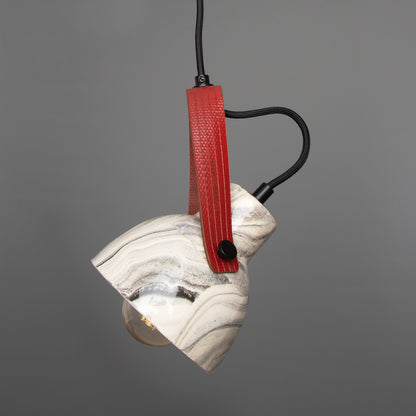 Pera Ceramic Pendant with Rescued Fire-Hose Strap