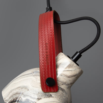 Pera Ceramic Pendant with Rescued Fire-Hose Strap