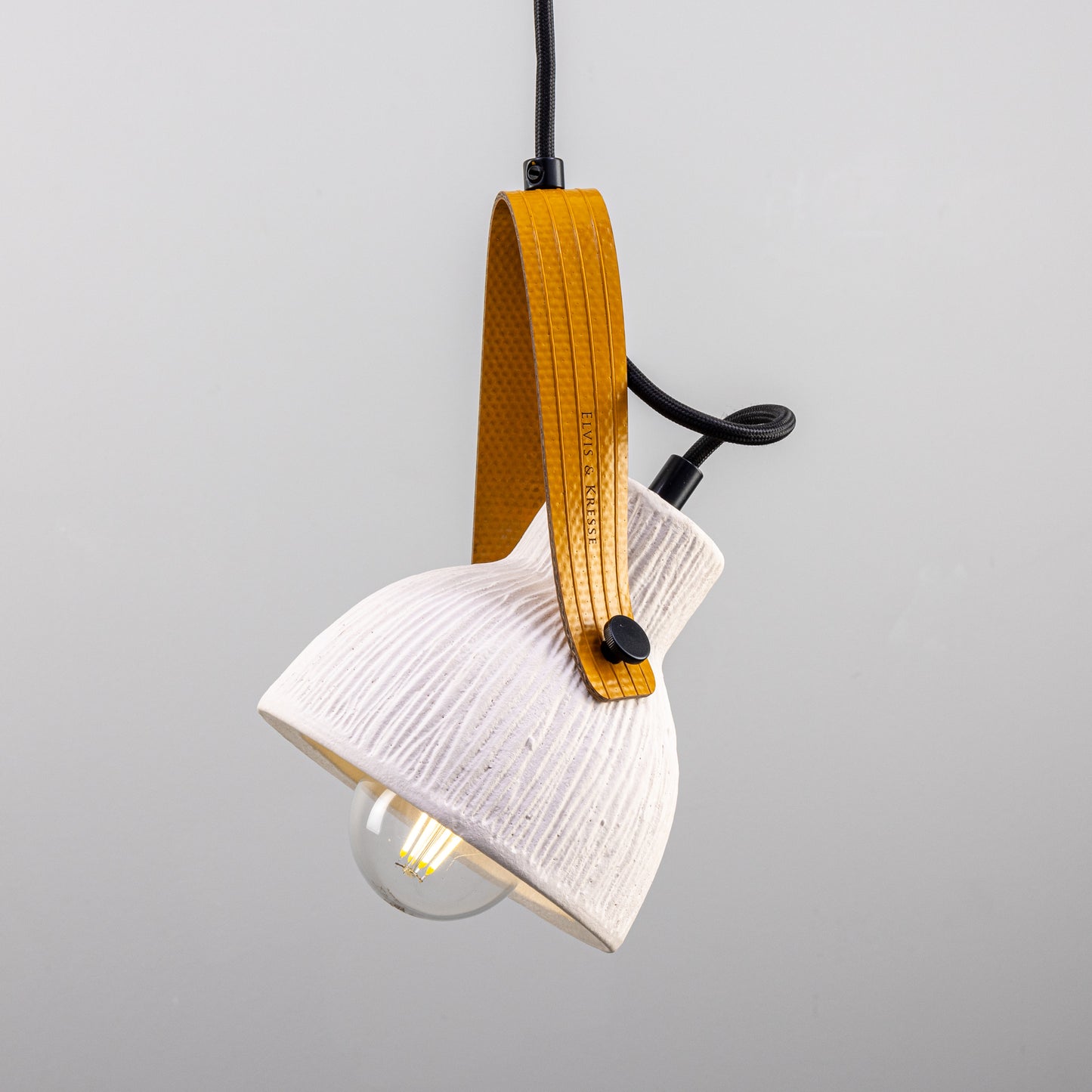 Pera Ceramic Pendant with Rescued Fire-Hose Strap