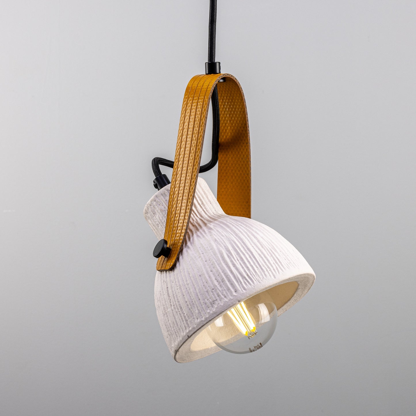 Pera Ceramic Pendant with Rescued Fire-Hose Strap