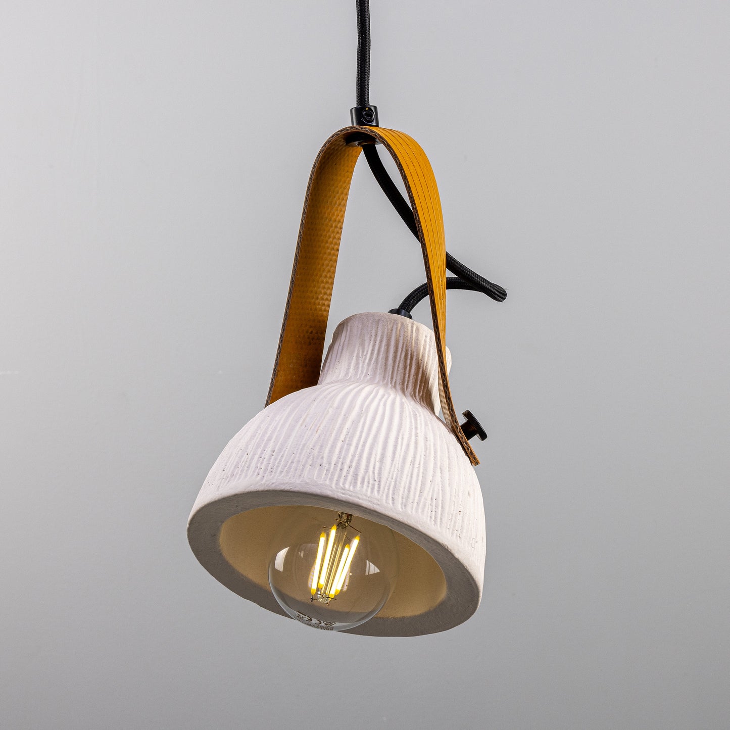 Pera Ceramic Pendant with Rescued Fire-Hose Strap