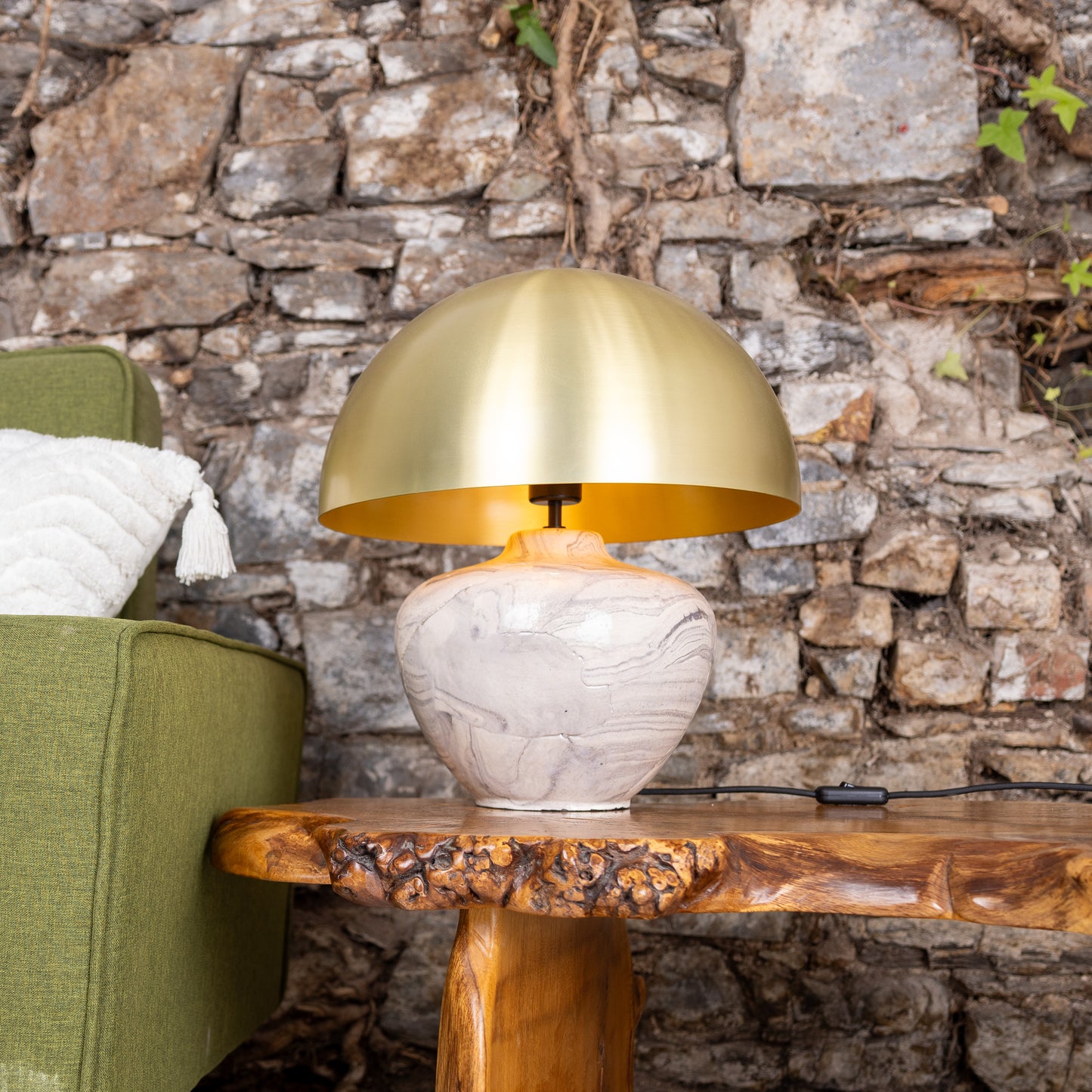 Lawson Ceramic Table Lamp with Brass Dome Shade