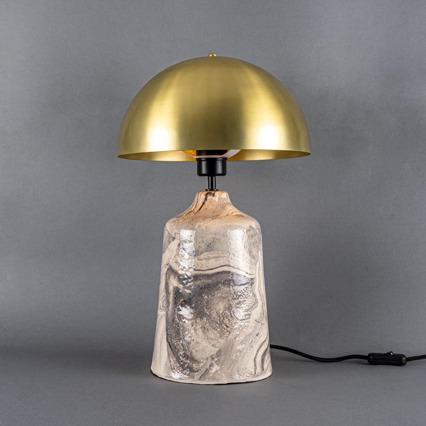 Cassia Tall Ceramic Table Lamp with Brass Dome Shade