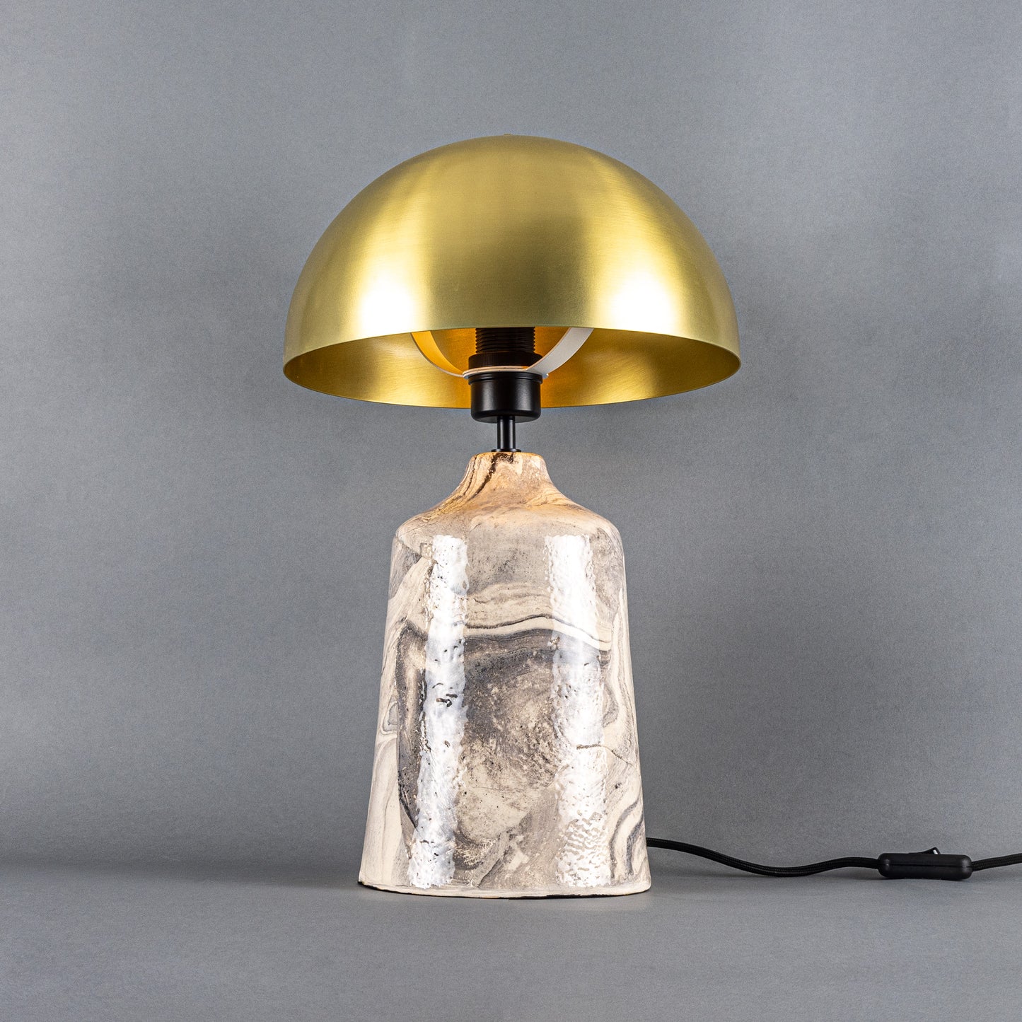 Cassia Tall Ceramic Table Lamp with Brass Dome Shade