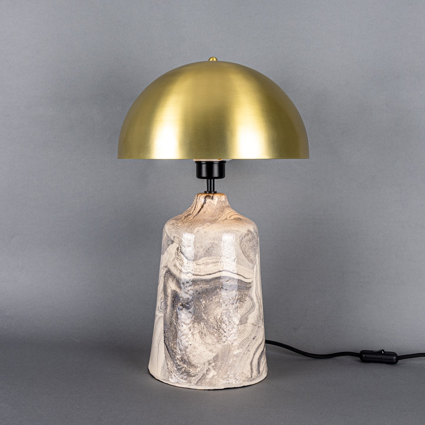 Cassia Tall Ceramic Table Lamp with Brass Dome Shade