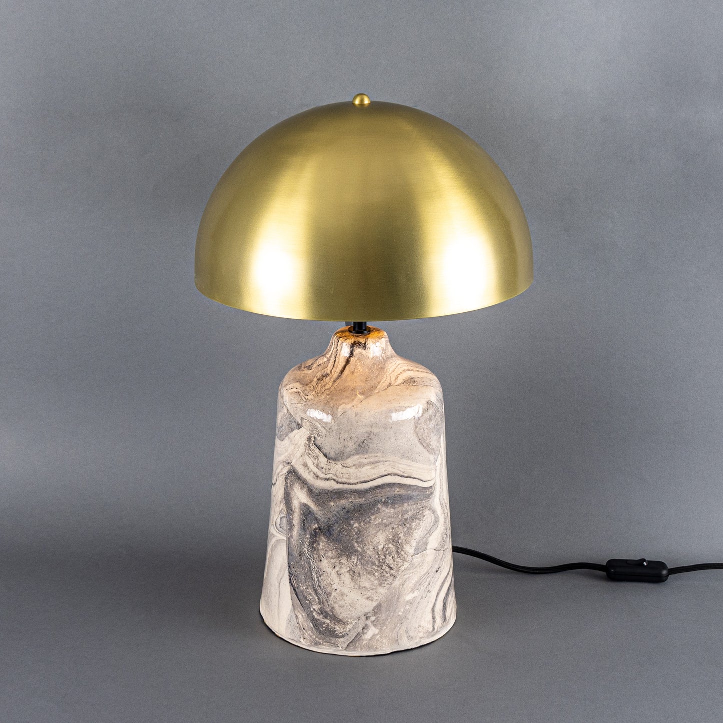 Cassia Tall Ceramic Table Lamp with Brass Dome Shade