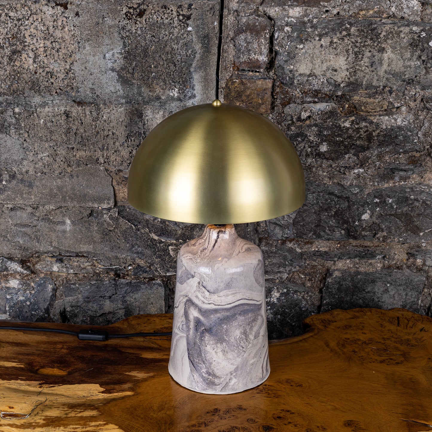 Cassia Tall Ceramic Table Lamp with Brass Dome Shade