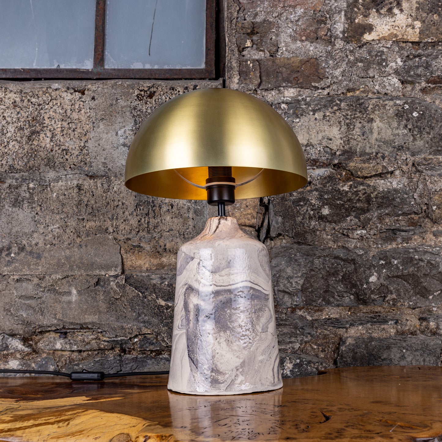 Cassia Tall Ceramic Table Lamp with Brass Dome Shade