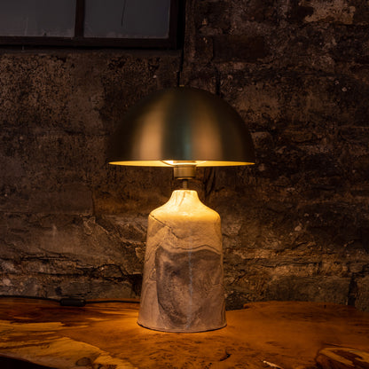 Cassia Tall Ceramic Table Lamp with Brass Dome Shade