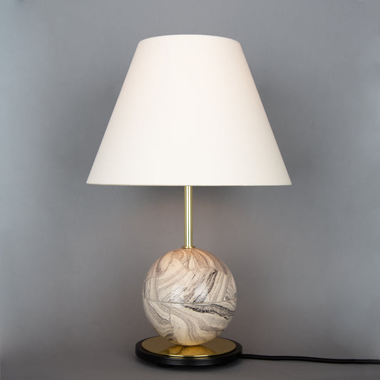 Byrd Marbled Ceramic Table Lamp with Fabric Shade