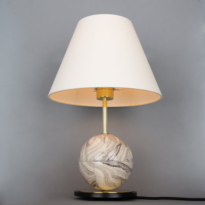 Byrd Marbled Ceramic Table Lamp with Fabric Shade