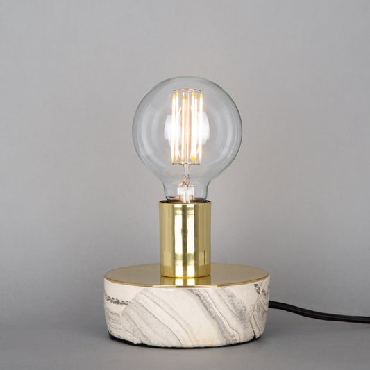 Fontana Marbled Ceramic and Brass Table Lamp