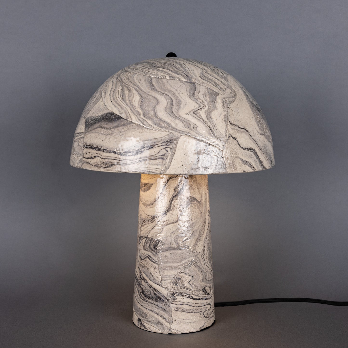 Amanita  Marbled Ceramic Mushroom Table Lamp