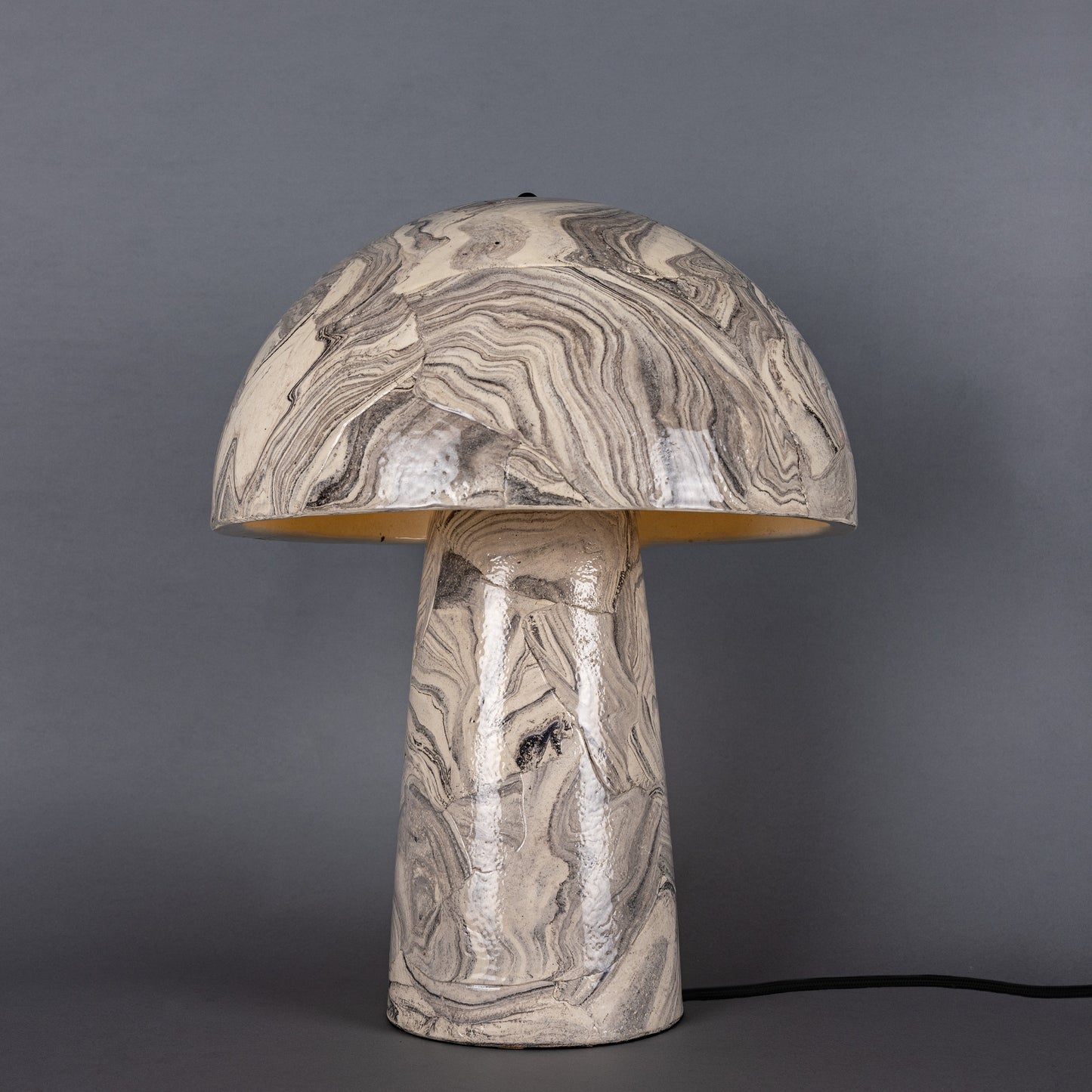 Amanita  Marbled Ceramic Mushroom Table Lamp