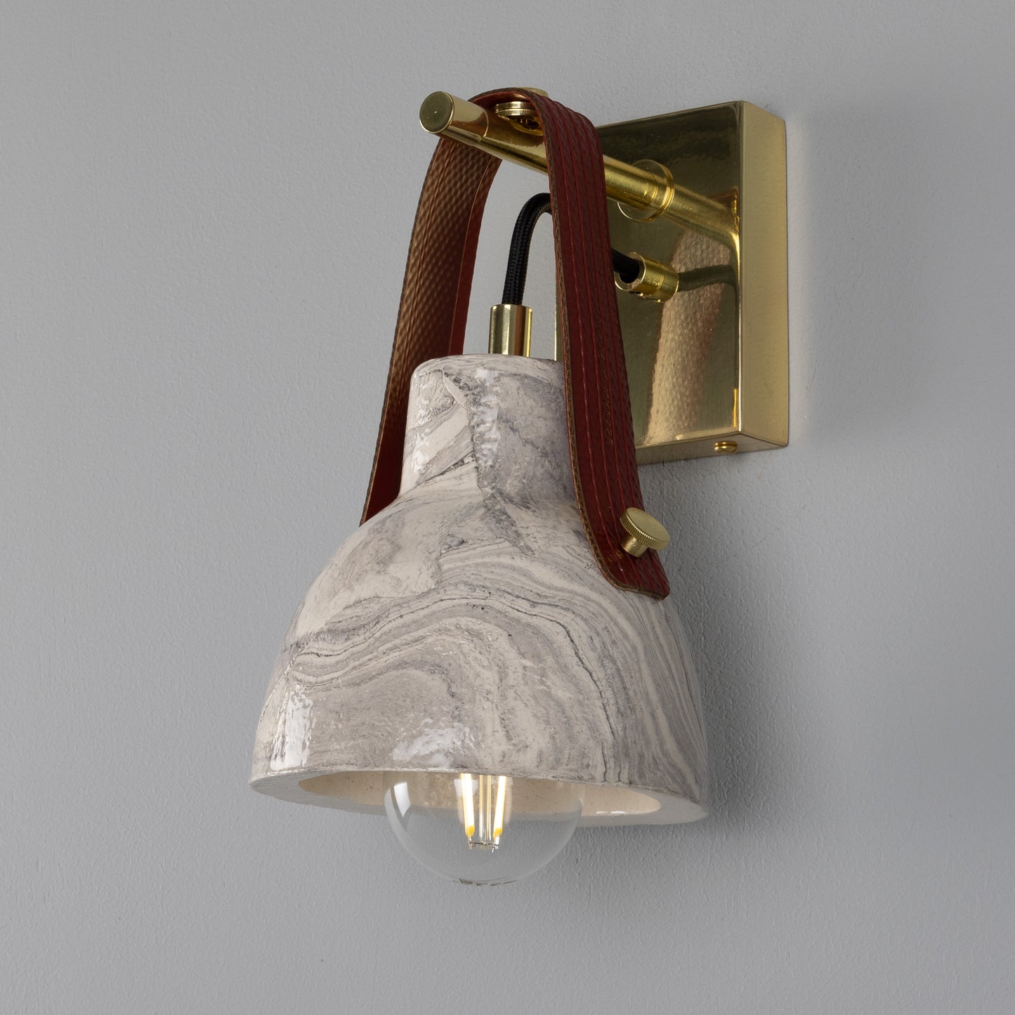 Nagi Organic Ceramic Wall Light with Rescued Fire-Hose Strap