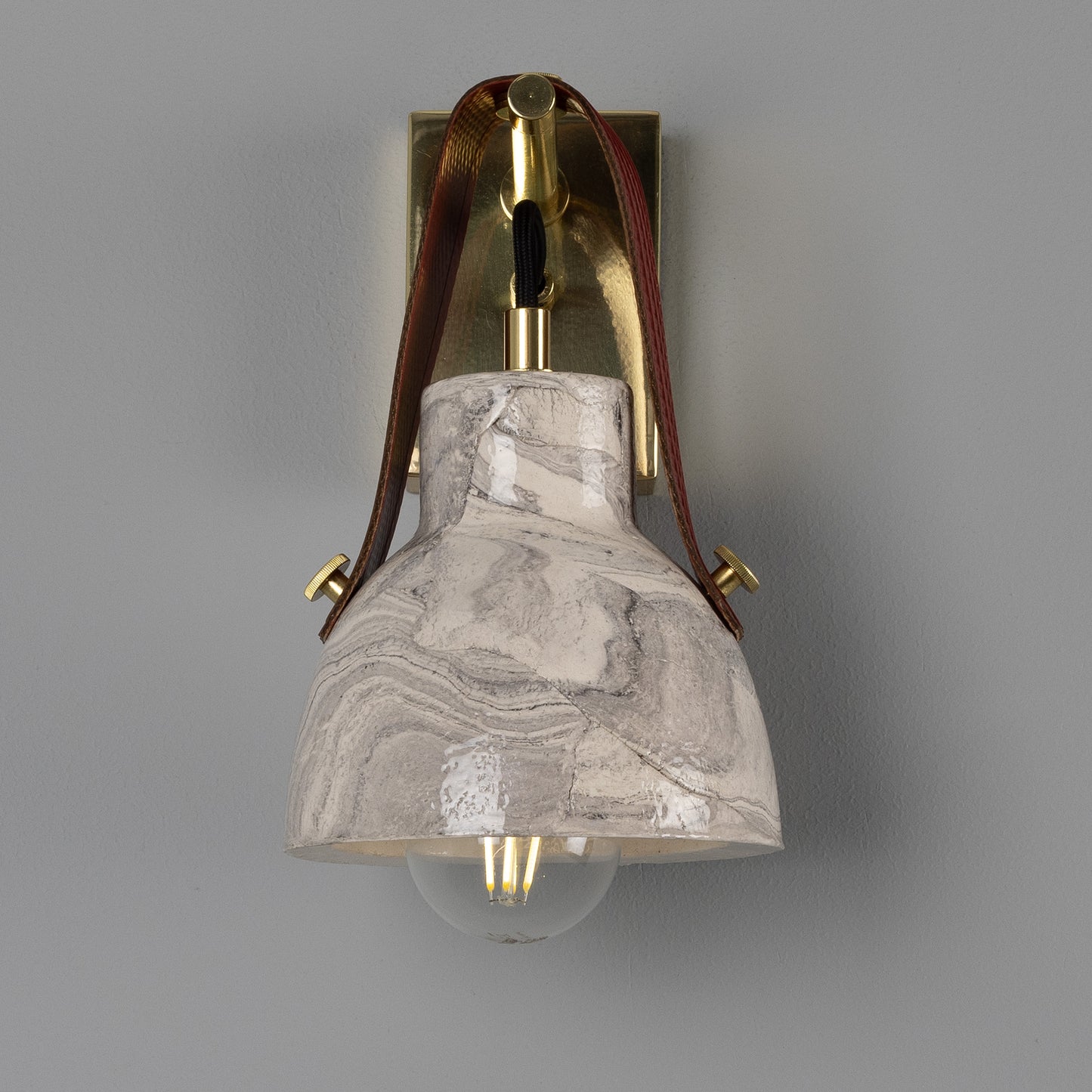 Nagi Organic Ceramic Wall Light with Rescued Fire-Hose Strap