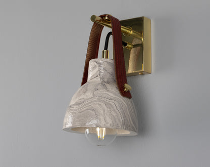 Nagi Organic Ceramic Wall Light with Rescued Fire-Hose Strap